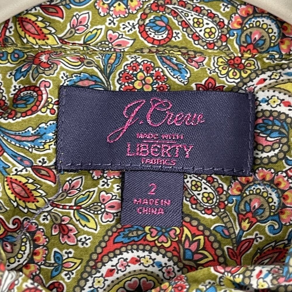 J. Crew Slim Perfect Shirt Liberty Lee Manor Paisley Womens 2 Button Up Cotton - Picture 7 of 15